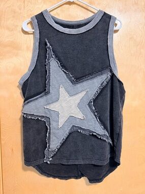Oversized POL Star Tanktop - NWOT Black & Gray - small/medium